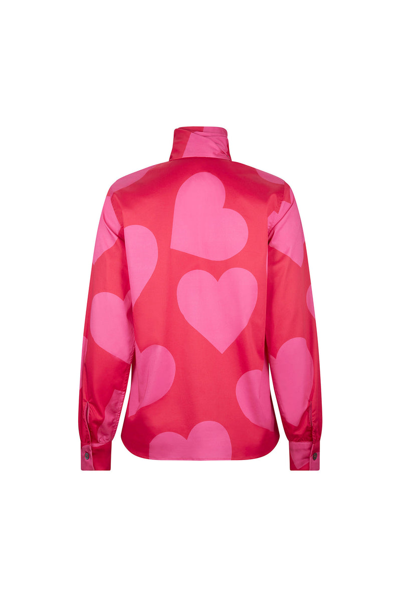 'PINKY RED HEARTS' SLIM KEITH TIE BLOUSE - - Libertine