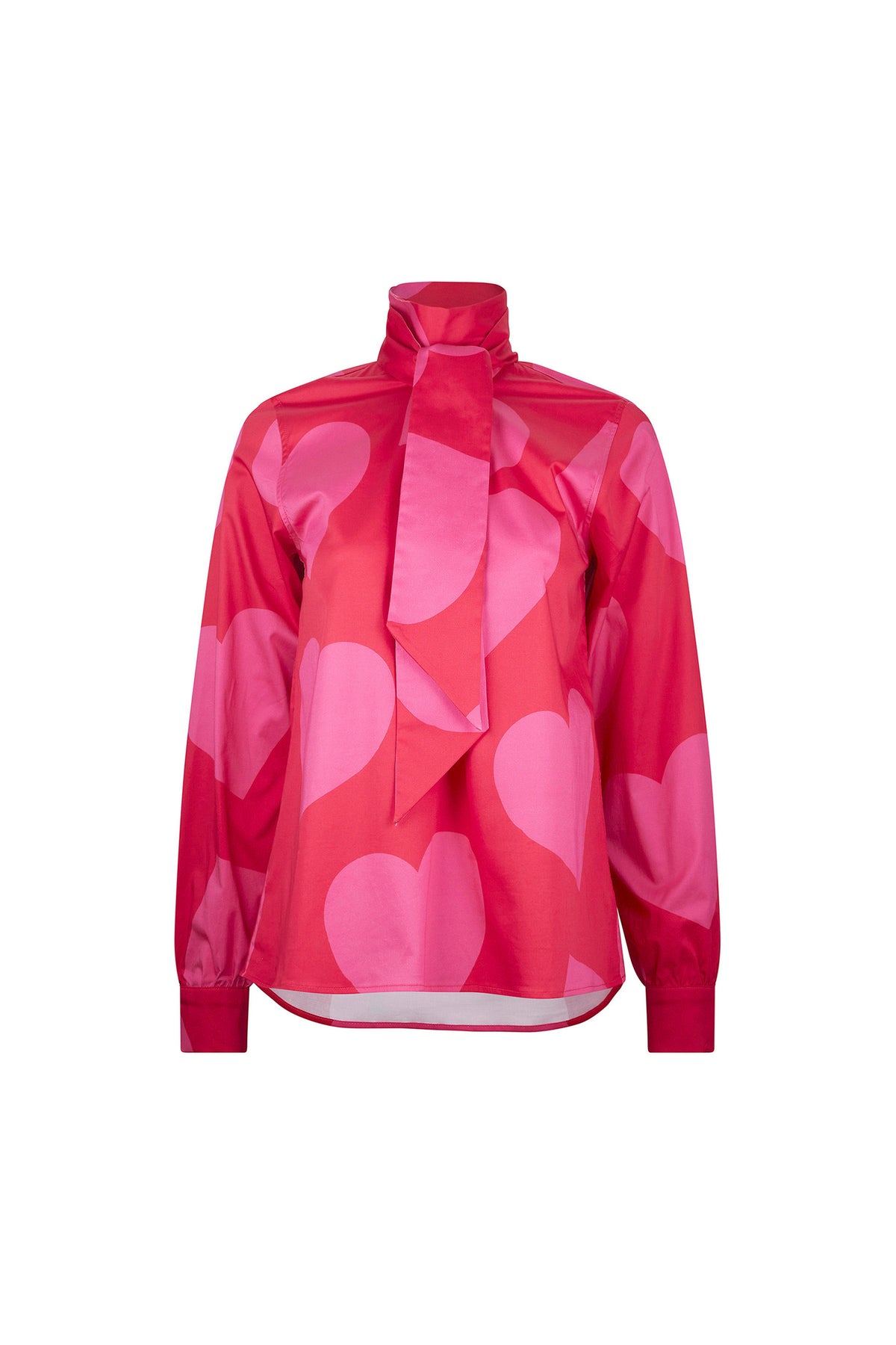 'PINKY RED HEARTS' SLIM KEITH TIE BLOUSE - - Libertine