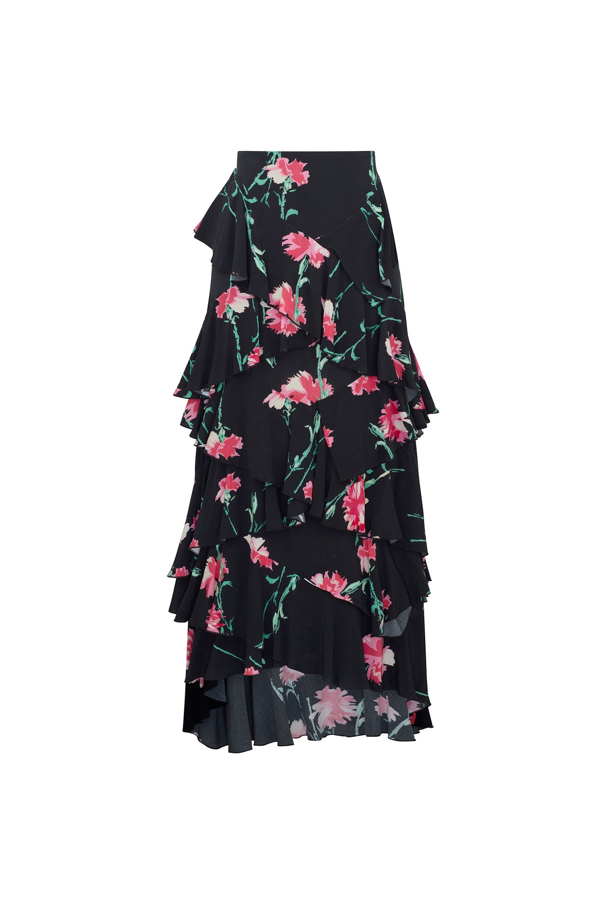 'CECIL BEATON PINK CARNATION' LONG RUFFLE SKIRT - - Libertine
