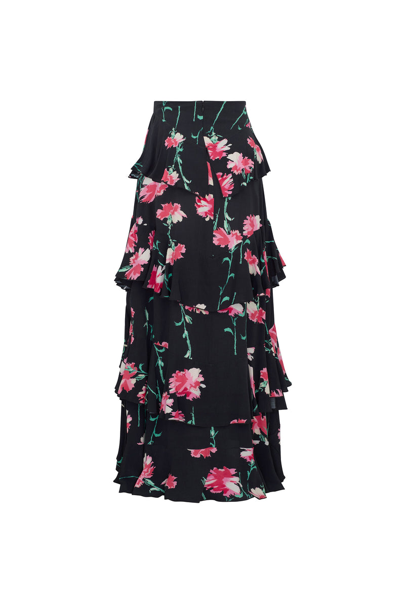 'CECIL BEATON PINK CARNATION' LONG RUFFLE SKIRT - - Libertine
