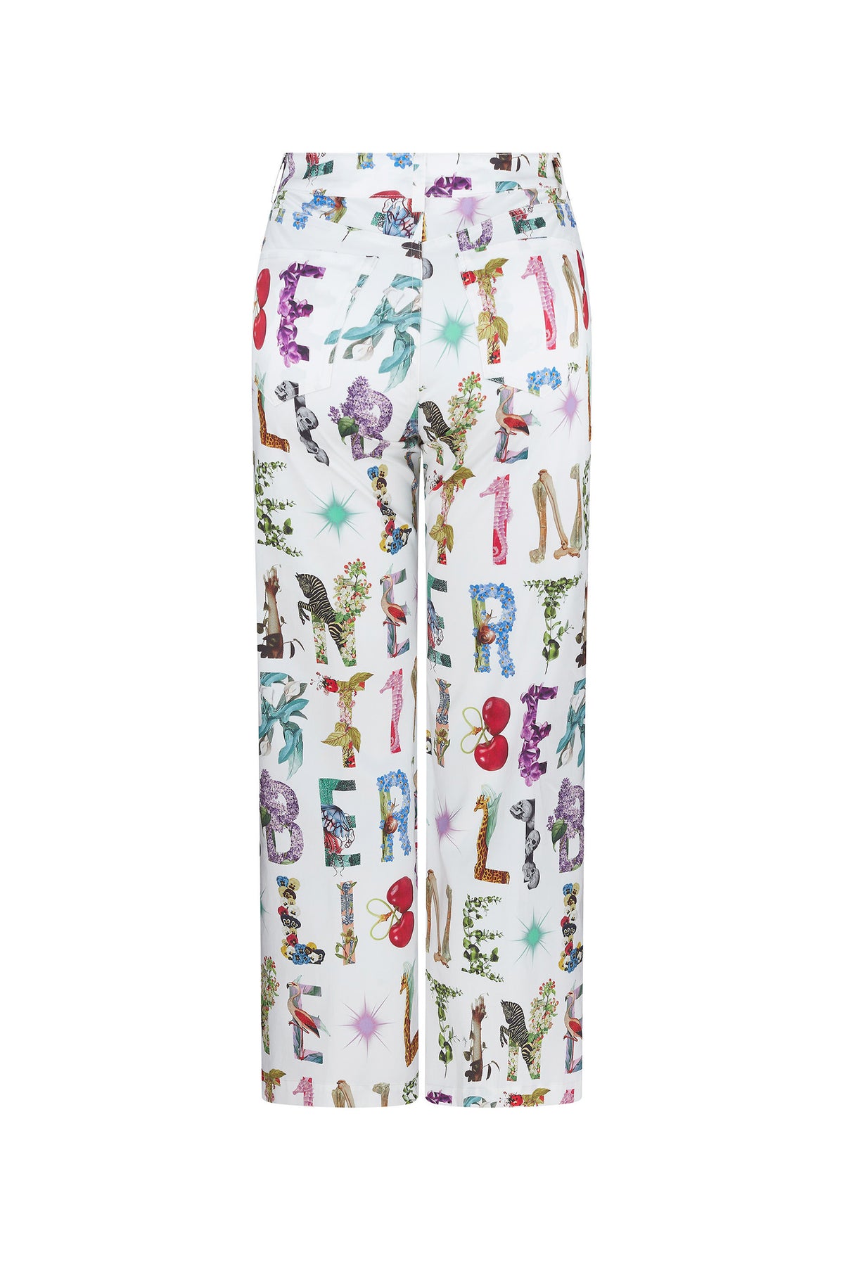 'WHITE DECO LETTERS' CROPPED WIDE LEG PANT - - Libertine