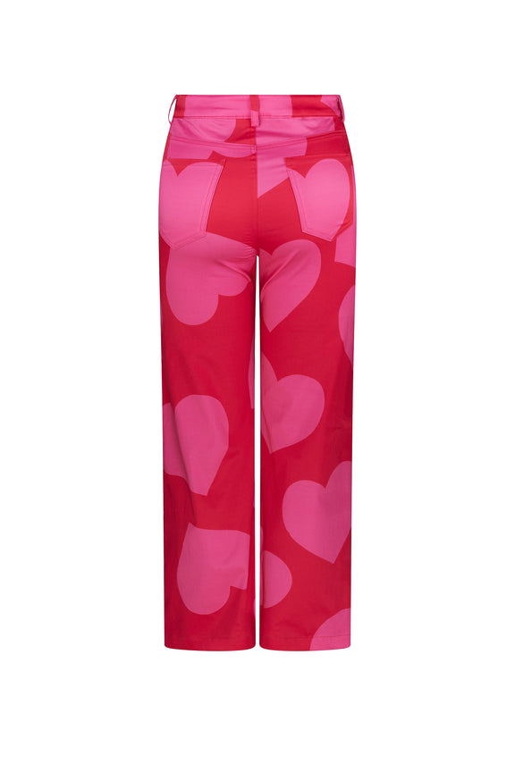 'PINKY RED HEARTS' CROPPED WIDE LEG PANT -  - Libertine