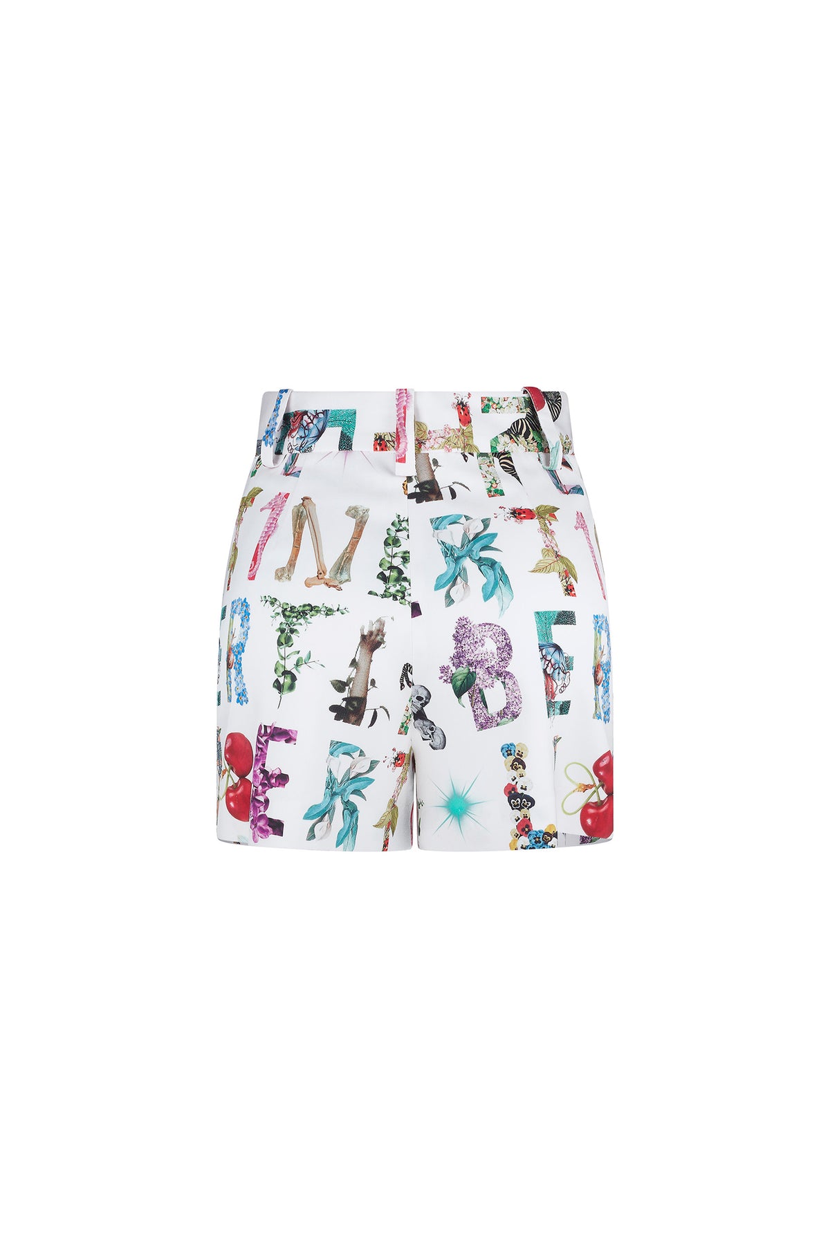 'WHITE DECO LETTERS' HIGH WAISTED SHORTS - - Libertine