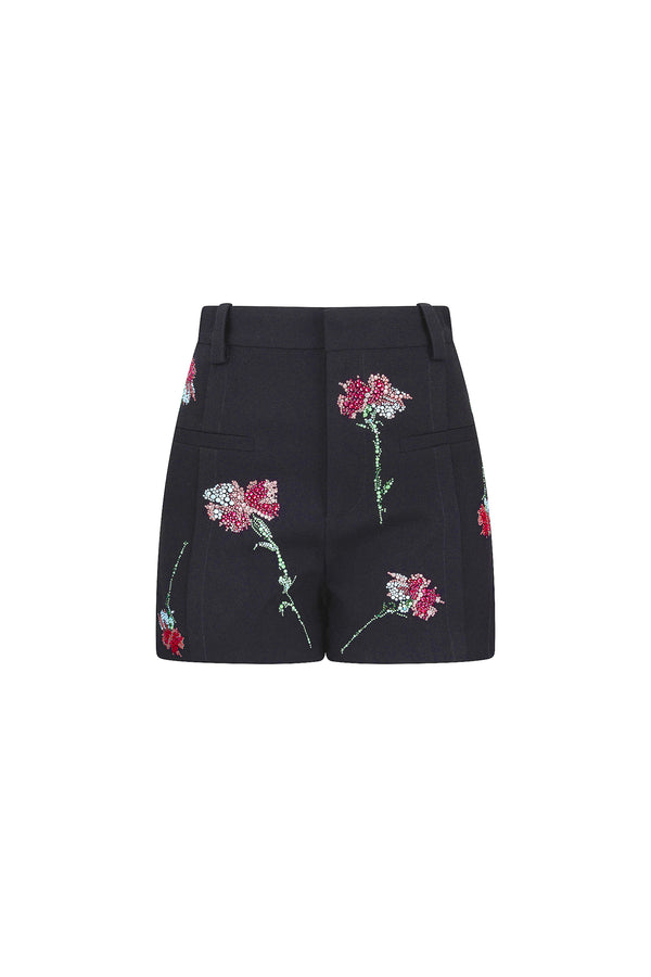 'CECIL BEATON PINK CARNATION' HIGH WAISTED SHORTS - - Libertine