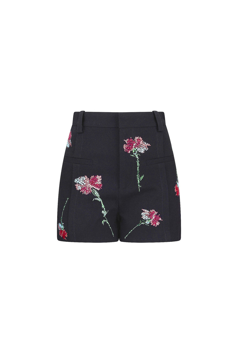 'CECIL BEATON PINK CARNATION' HIGH WAISTED SHORTS - - Libertine