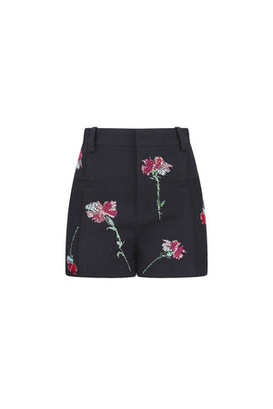 'CECIL BEATON PINK CARNATION' HIGH WAISTED SHORTS