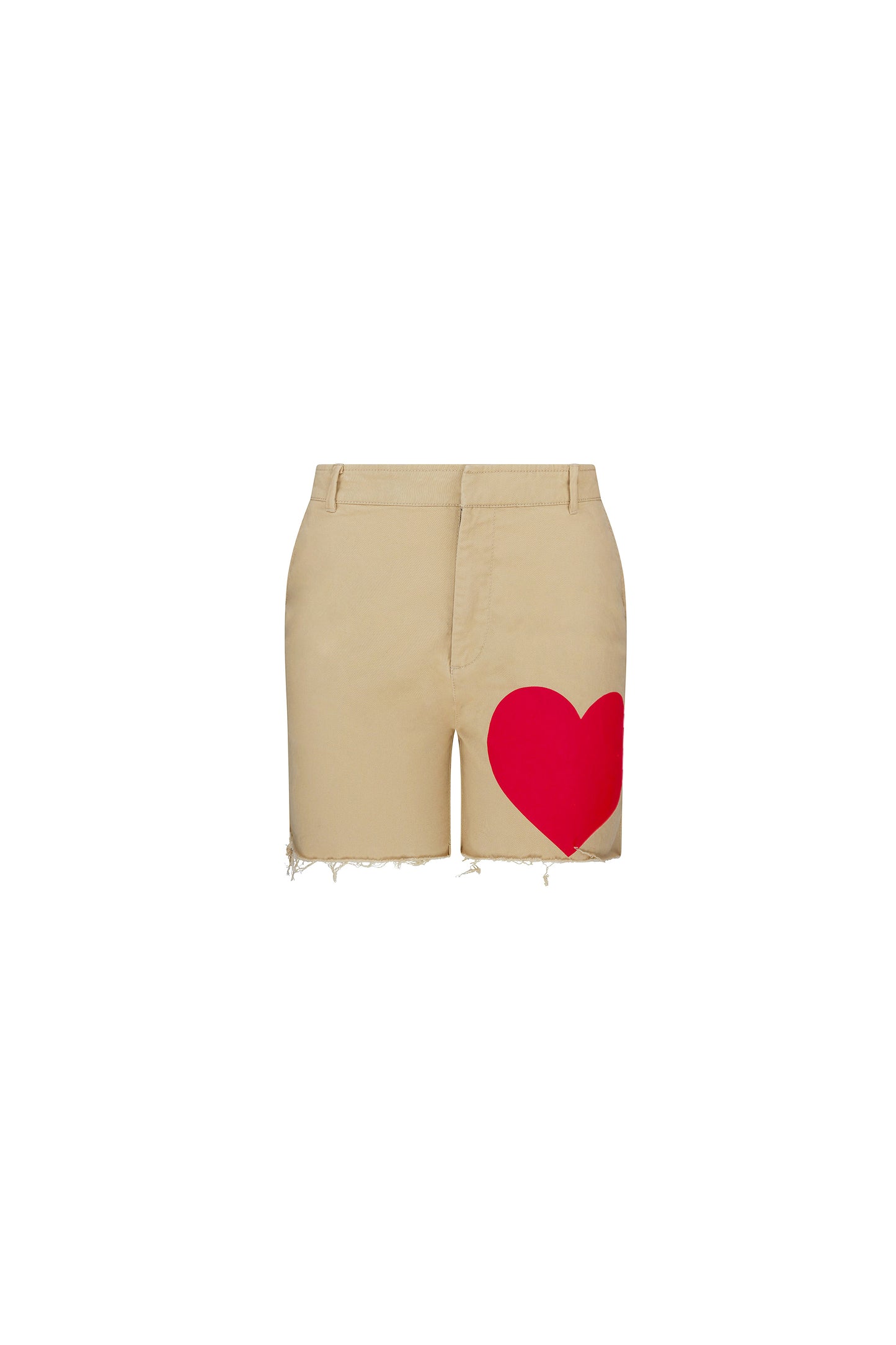 'PINKY RED HEARTS' CHINO CUT OFF SHORT -  - Libertine