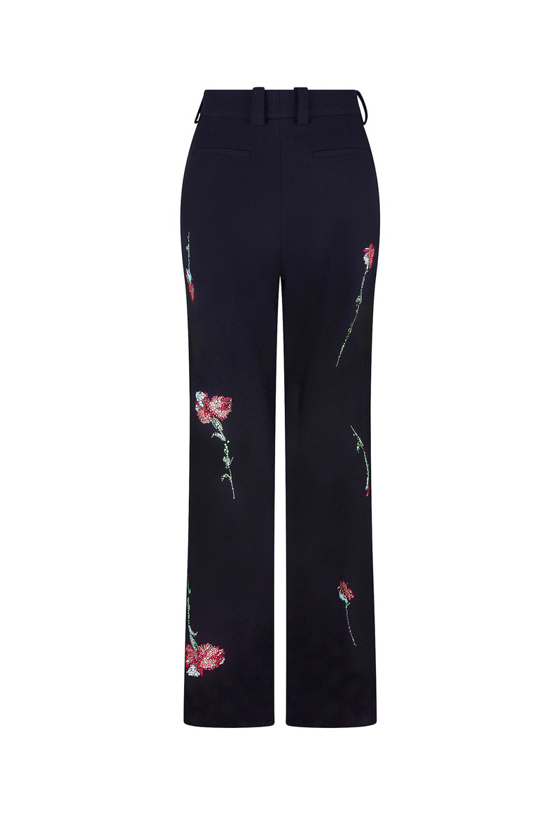 'CECIL BEATON PINK CARNATION' CRYSTAL BAGGY TROUSERS - - Libertine
