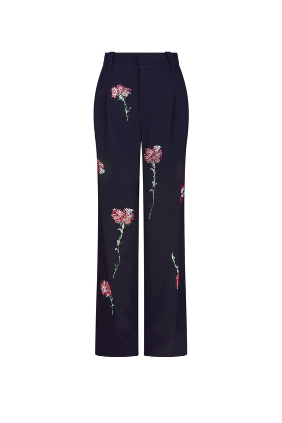 'CECIL BEATON PINK CARNATION' CRYSTAL BAGGY TROUSERS -  - Libertine