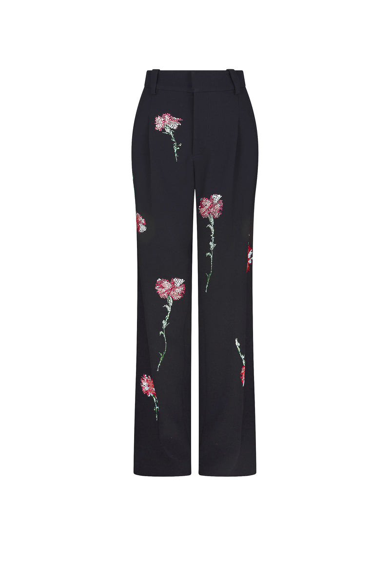 'CECIL BEATON PINK CARNATION' CRYSTAL BAGGY TROUSERS - - Libertine