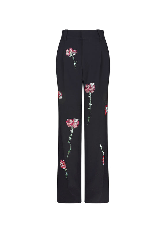 'CECIL BEATON PINK CARNATION' CRYSTAL BAGGY TROUSERS -  - Libertine