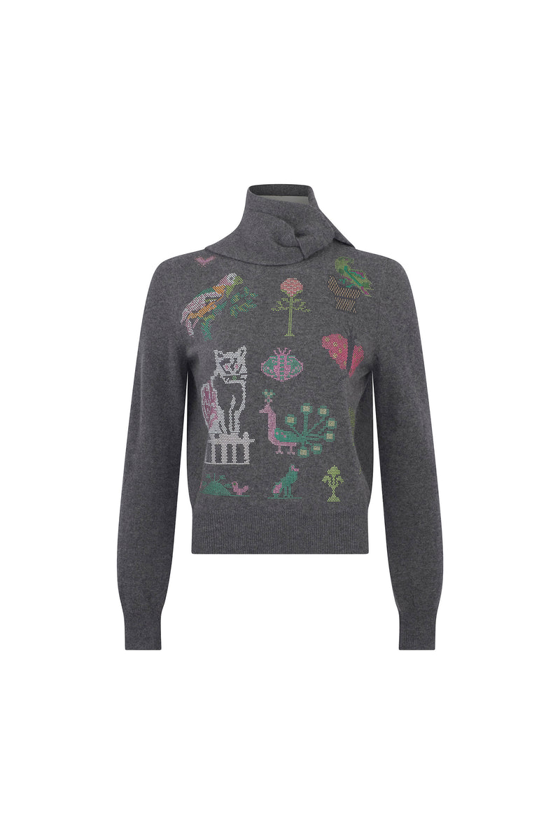 'NEEDLEPOINT MULTI' SCARF SWEATER - - Libertine