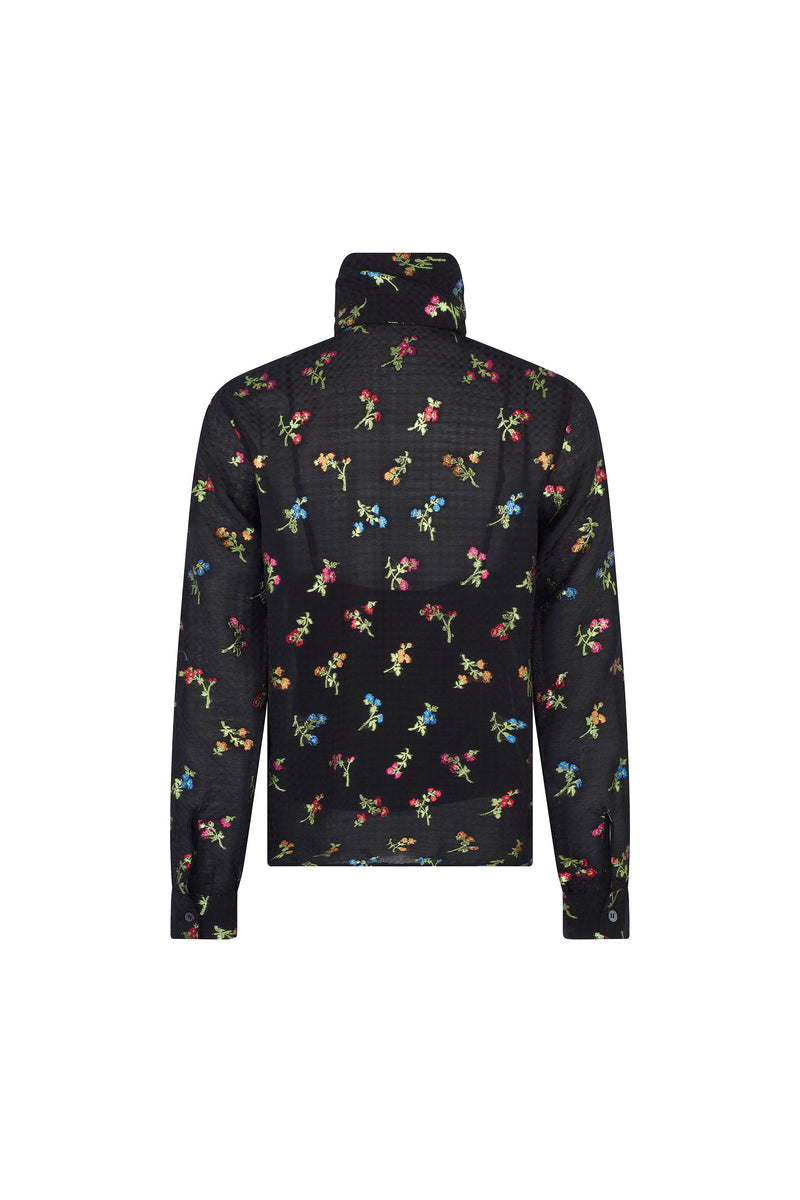 'EVENING GARDEN' SLIM KEITH TIE BLOUSE - - Libertine