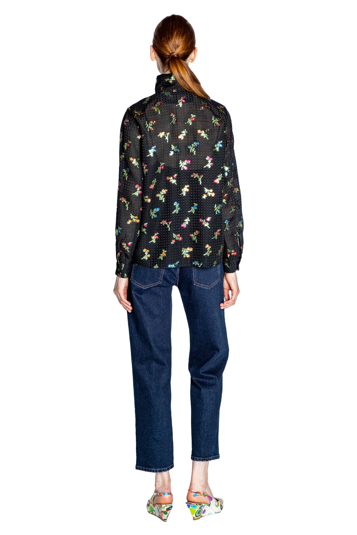 'EVENING GARDEN' SLIM KEITH TIE BLOUSE - - Libertine