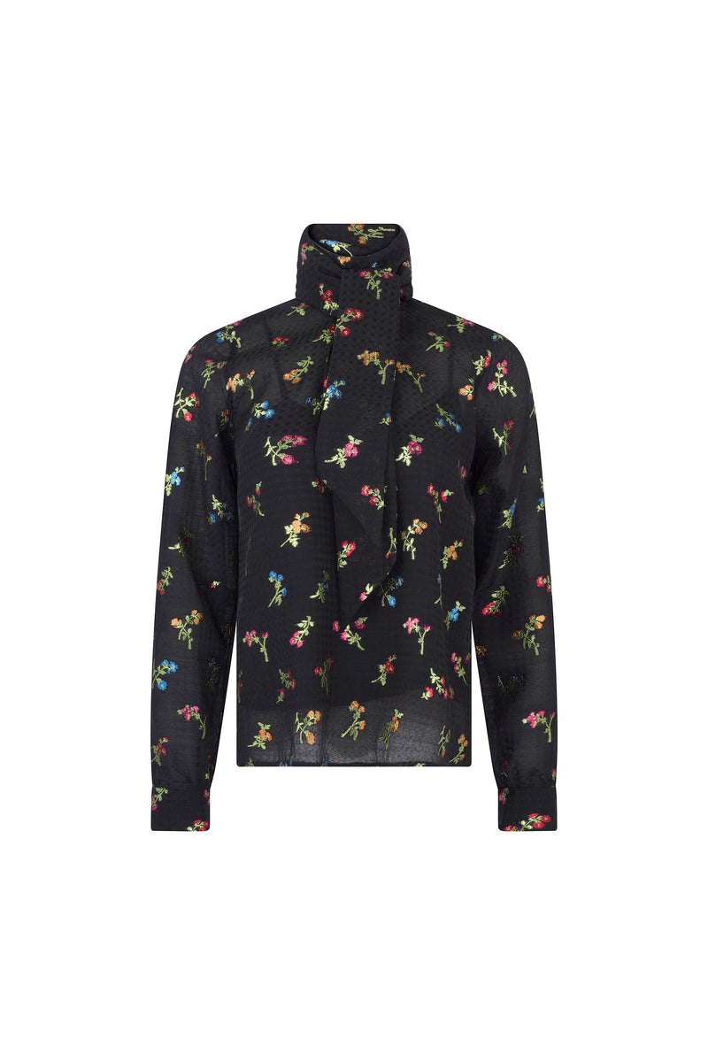 'EVENING GARDEN' SLIM KEITH TIE BLOUSE - - Libertine