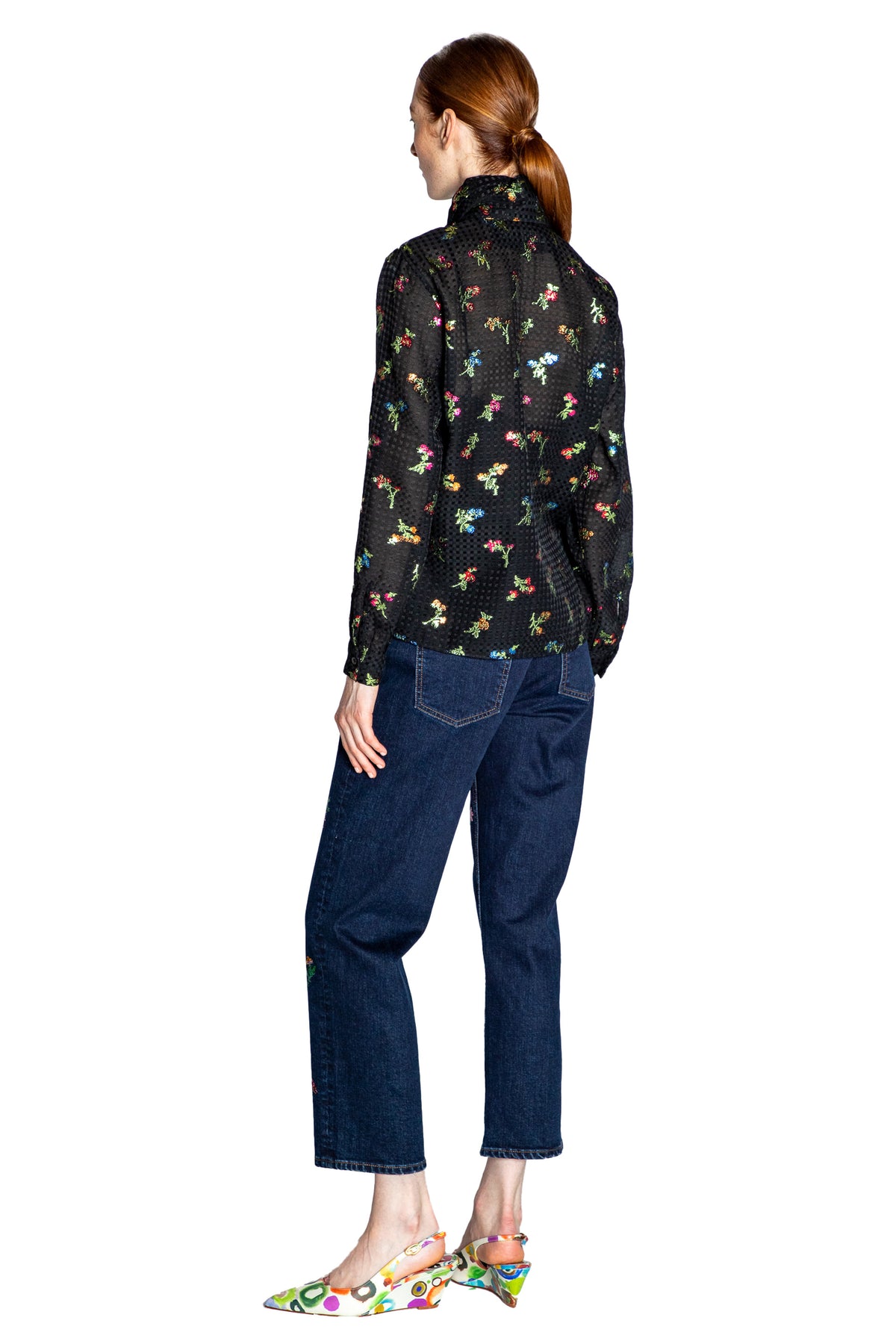 'EVENING GARDEN' SLIM KEITH TIE BLOUSE - - Libertine