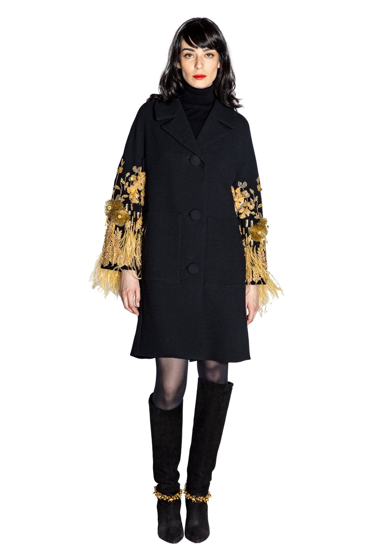 'GILDED STARDUST' EMBELLISHED L/S PATCH POCKET COAT - - Libertine
