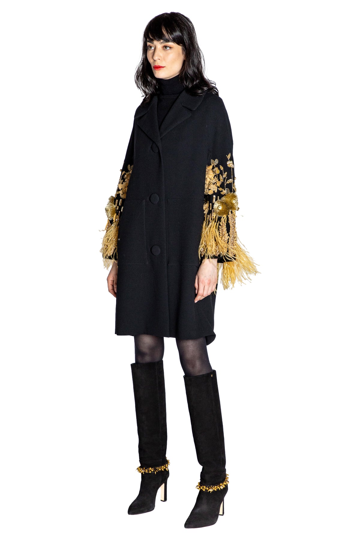 'GILDED STARDUST' EMBELLISHED L/S PATCH POCKET COAT - - Libertine