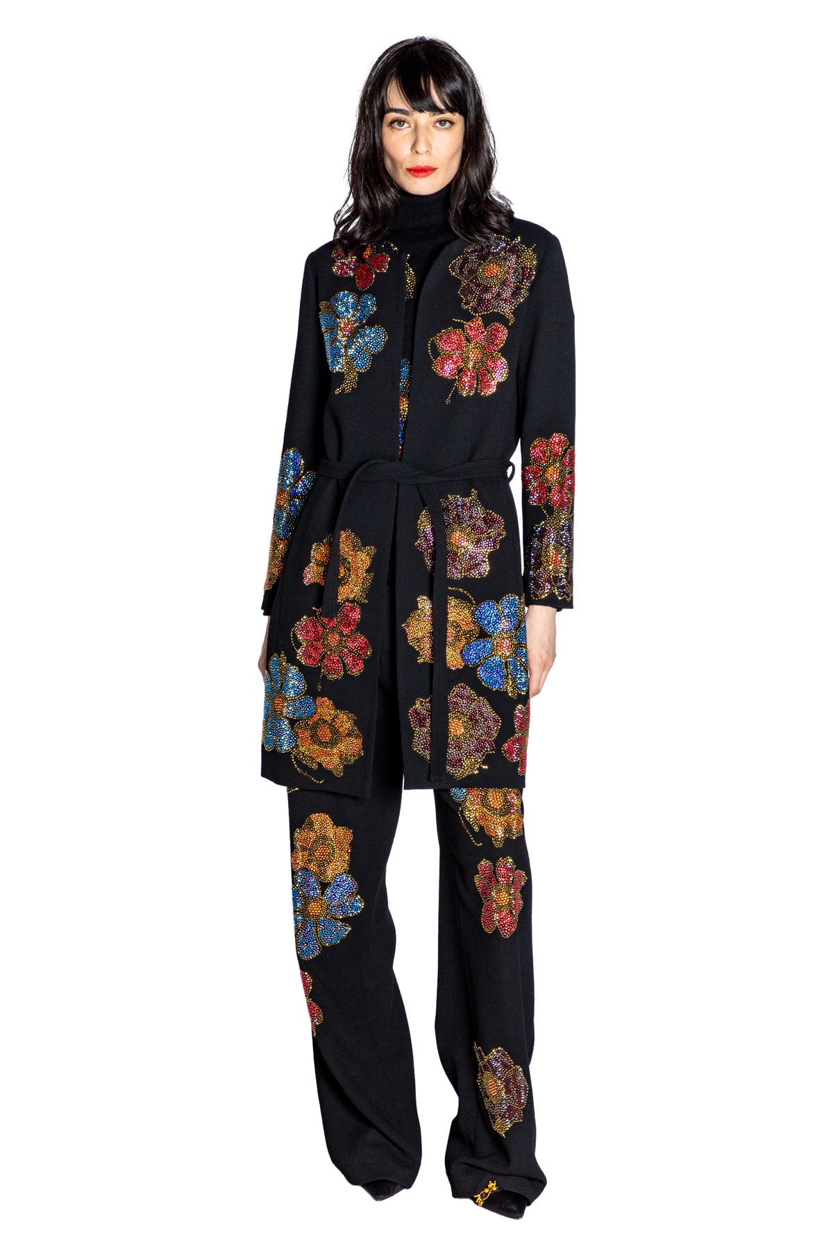 'FLEUR D'OR' BELTED COLLARLESS COAT - - Libertine