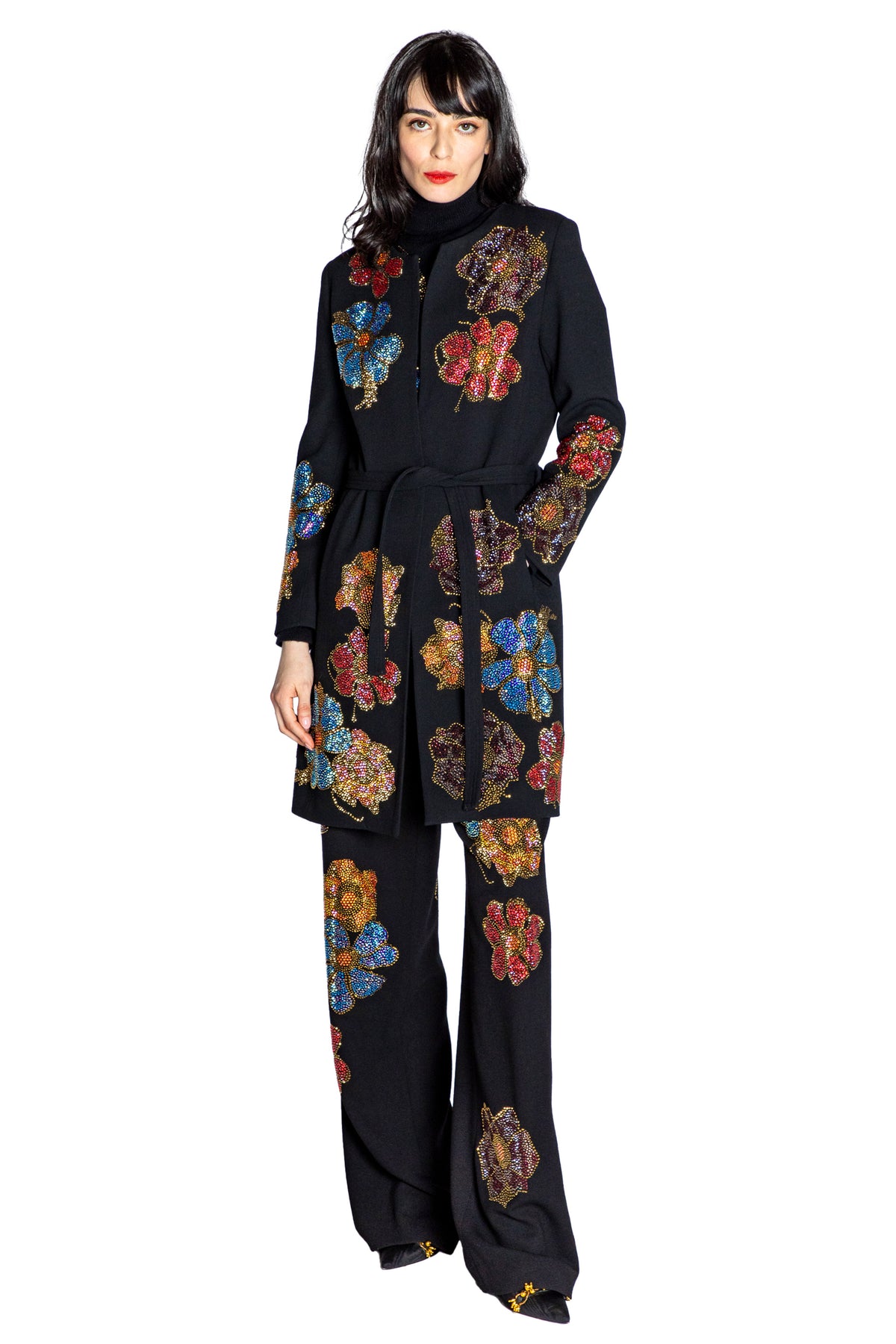 'FLEUR D'OR' BELTED COLLARLESS COAT - - Libertine