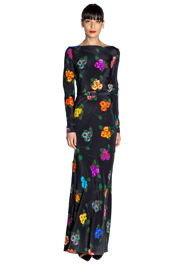 'ANTIQUE PRIMROSE' BELTED LOOK BACK GOWN - - Libertine