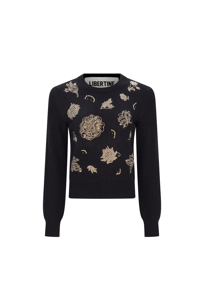 'GOLDEN FLORA' SHRUNKEN PULLOVER SWEATER - - Libertine