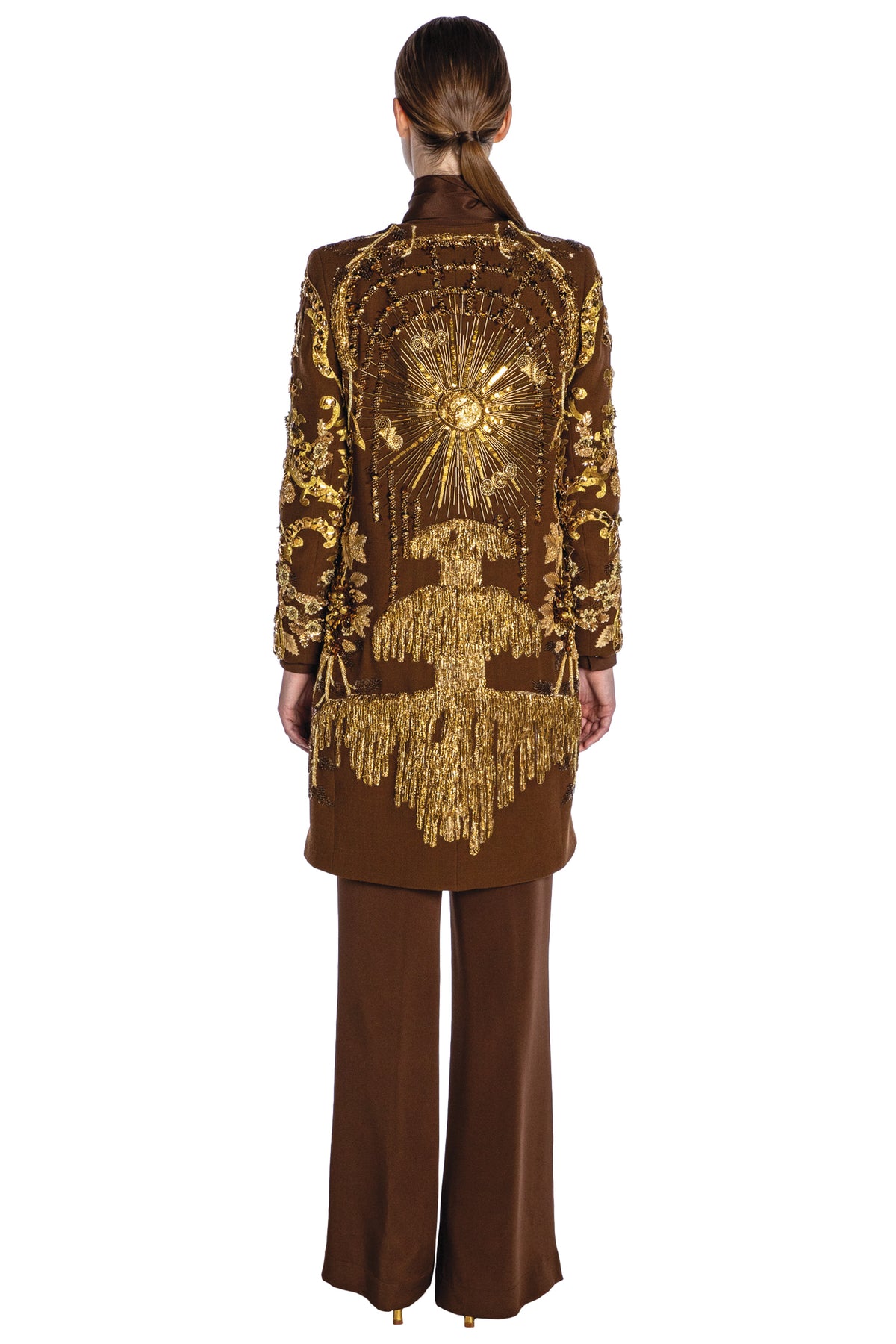 'SANSSOUCI' EMBELLISHED CLASSIC COLLARLESS COAT - - Libertine