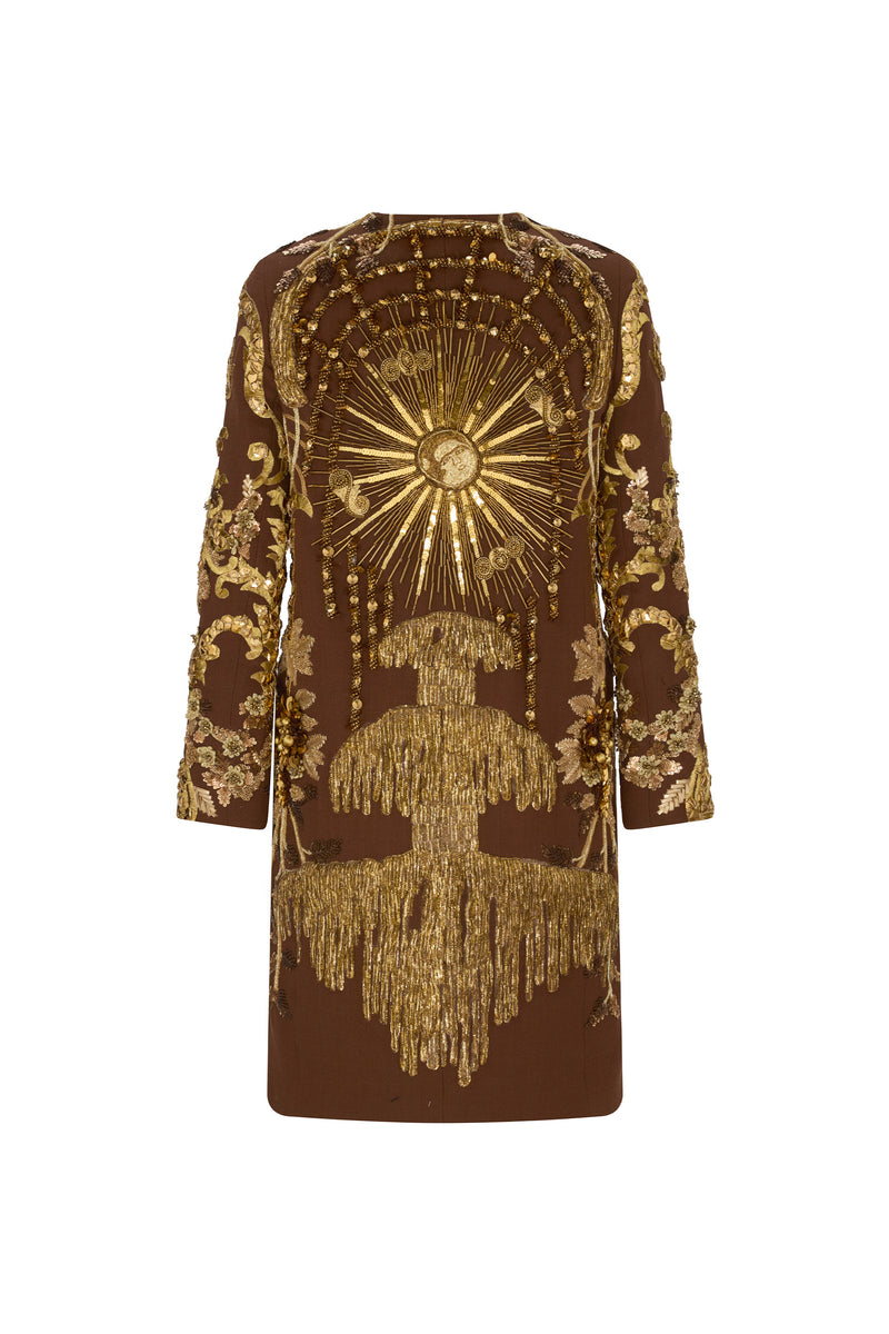 'SANSSOUCI' EMBELLISHED CLASSIC COLLARLESS COAT - - Libertine
