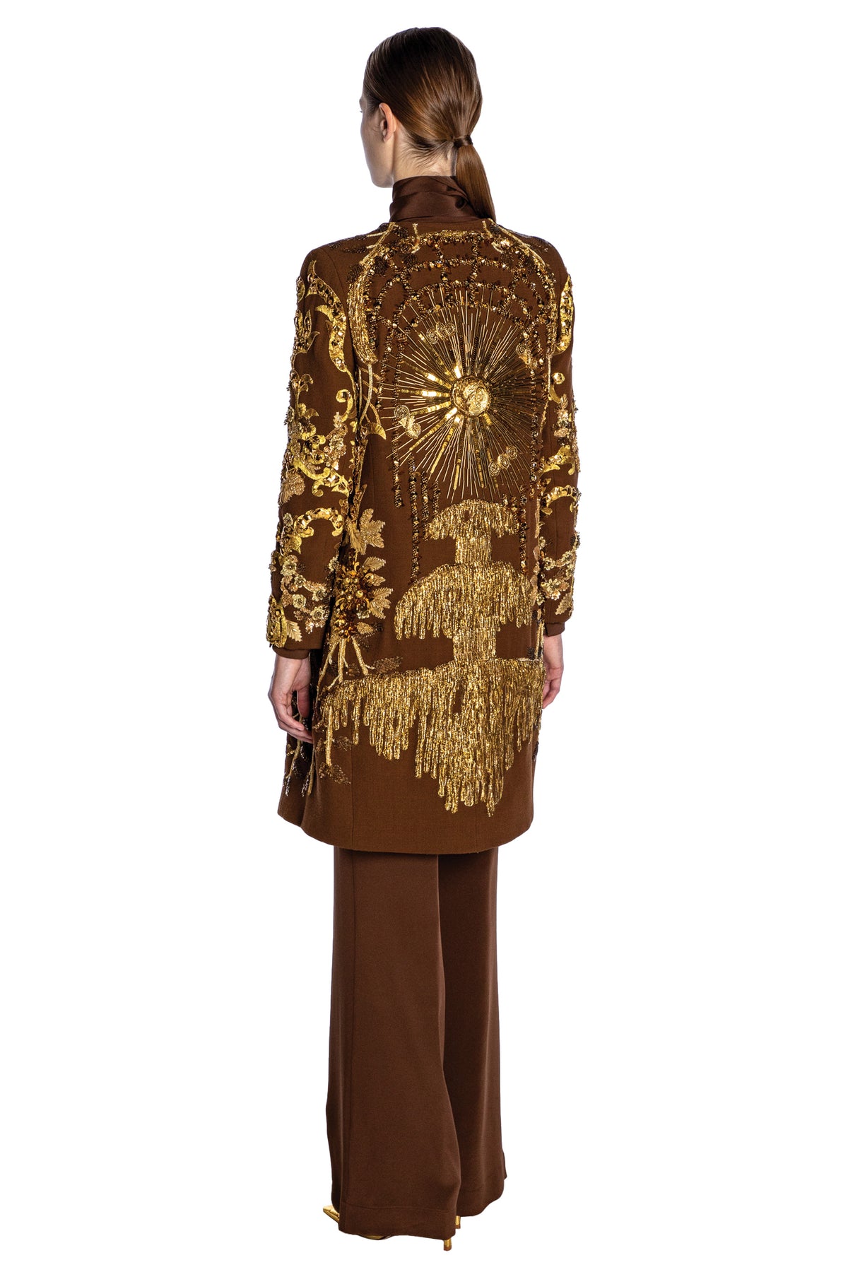 'SANSSOUCI' EMBELLISHED CLASSIC COLLARLESS COAT - - Libertine