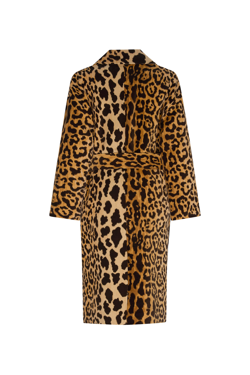 'VELVET LEOPARDO' NOTCHED LAPEL WRAP COAT - - Libertine