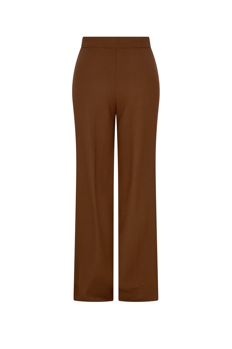 'COCOA POWDER WOOL CREPE' SLIM AARONS PANT - - Libertine