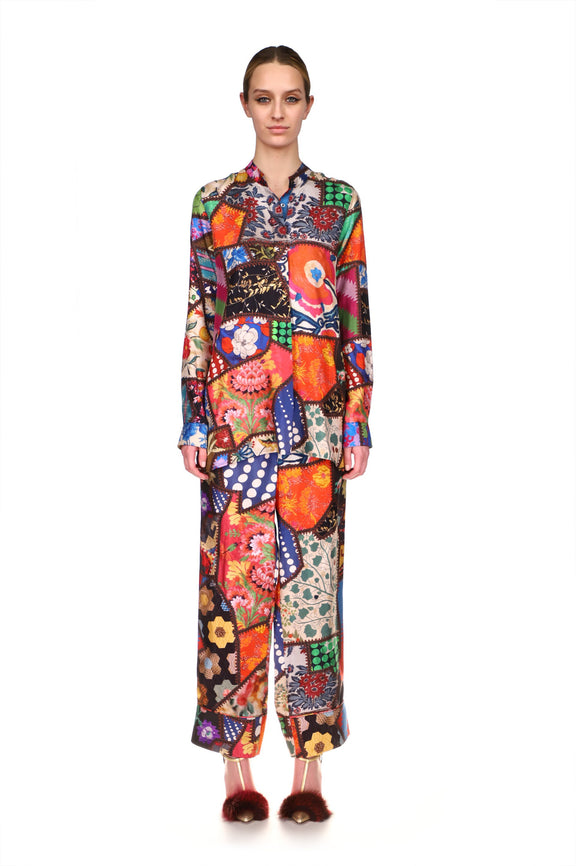 'HOTCH POTCH CRAZY QUILT' SILK TUNIC BLOUSE - SHIRTS - Libertine