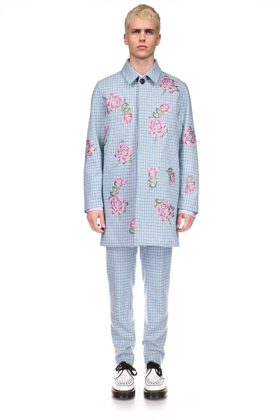 'PRINCE OF WHALES PINKY BLUE' MAC COAT - COATS - Libertine