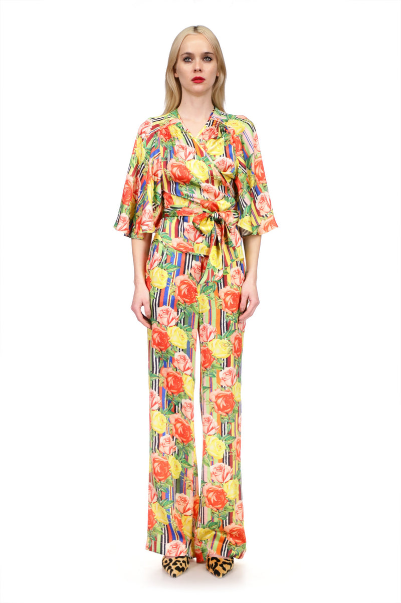 'Tequila Sunrise Roses' Butterfly Blouse - TOPS - Libertine