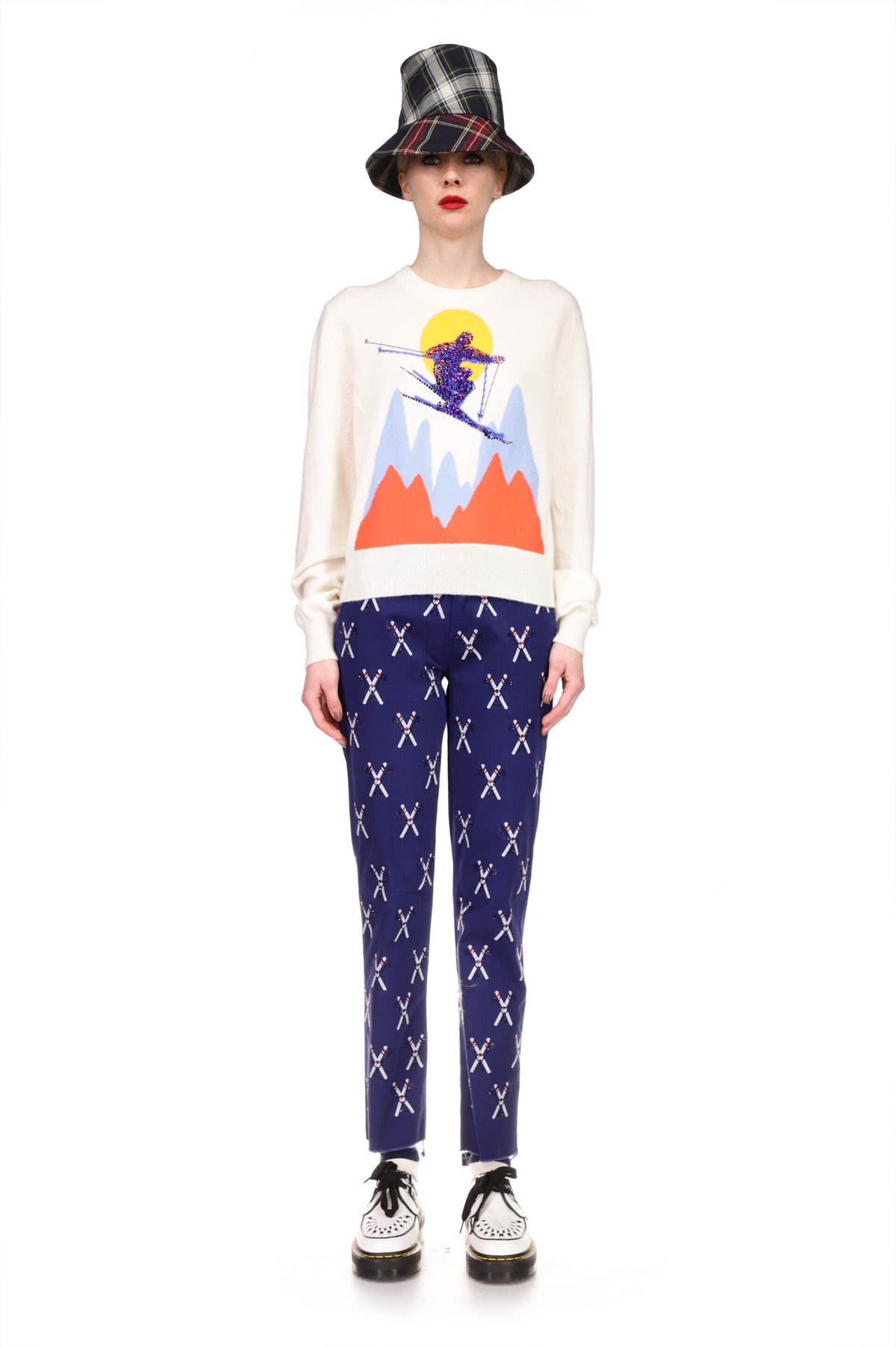 'SKI JUMP' SHRUNKEN PULLOVER SWEATER WITH CRYSTALS - SWEATERS - Libertine