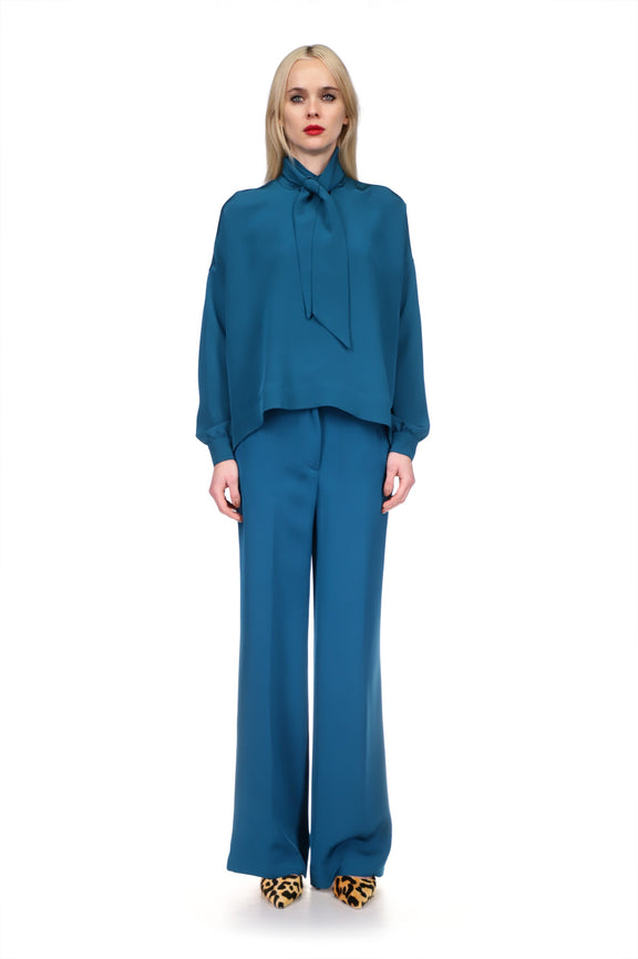 'PEACOCK' TIE BLOUSE - TOPS - Libertine