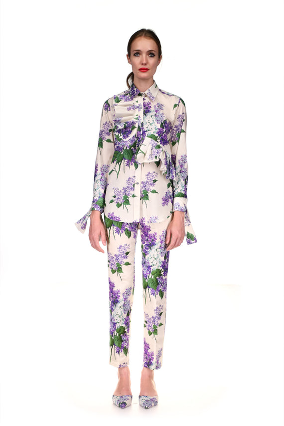 'LILAC GARDEN' RUFFLE FRONT SHIRT - CLASSIC SHIRTS - Libertine - Main image