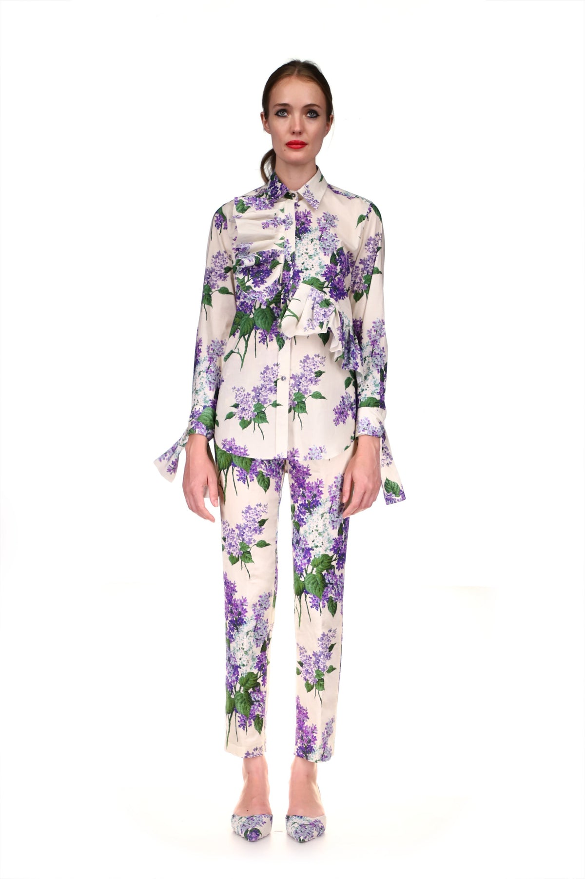 'LILAC GARDEN' RUFFLE FRONT SHIRT - CLASSIC SHIRTS - Libertine
