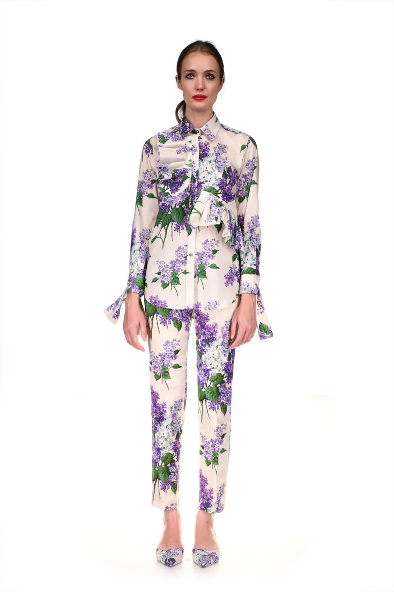 'LILAC GARDEN' RUFFLE FRONT SHIRT - CLASSIC SHIRTS - Libertine