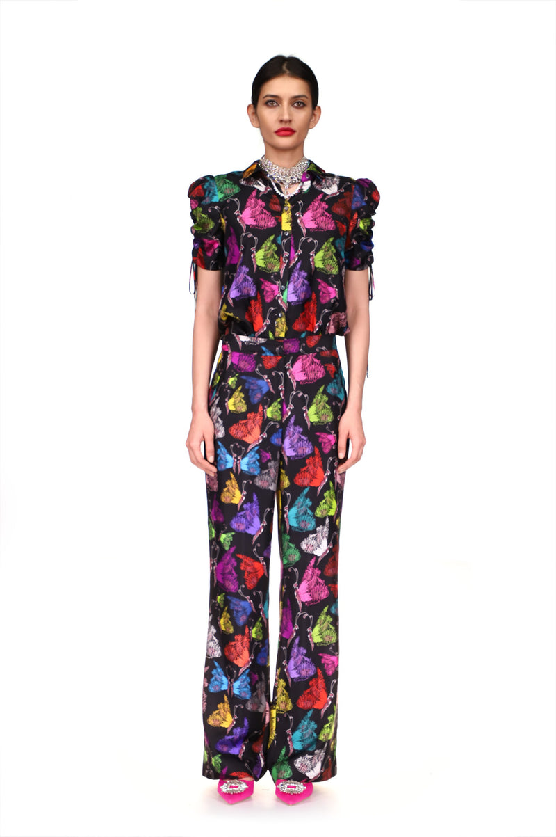 'MILLE PAPILLONS' ADJUSTABLE SLEEVE BLOUSE - TOPS - Libertine