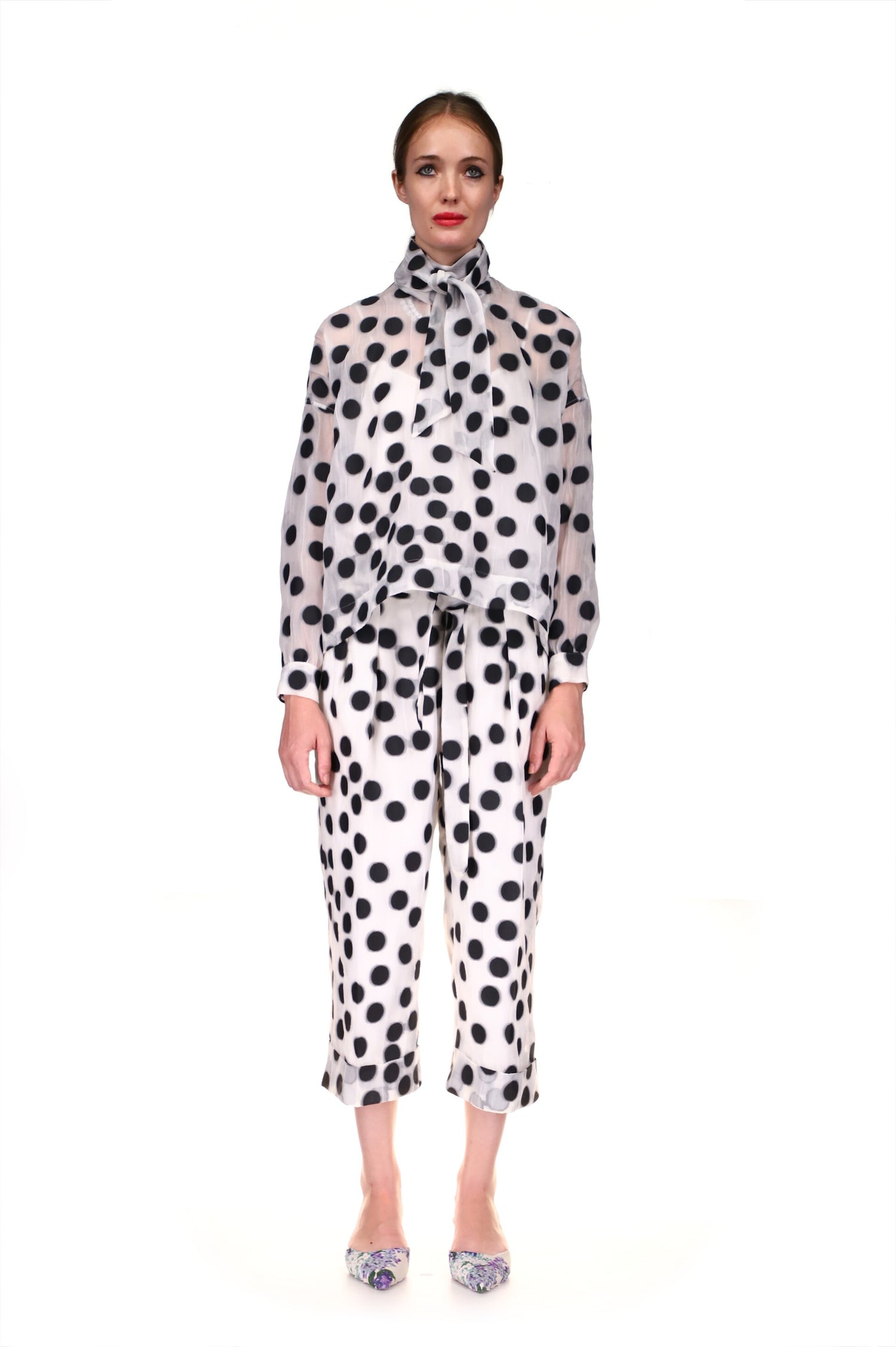 'PEGGY DOTS' TIE BLOUSE - TOPS - Libertine
