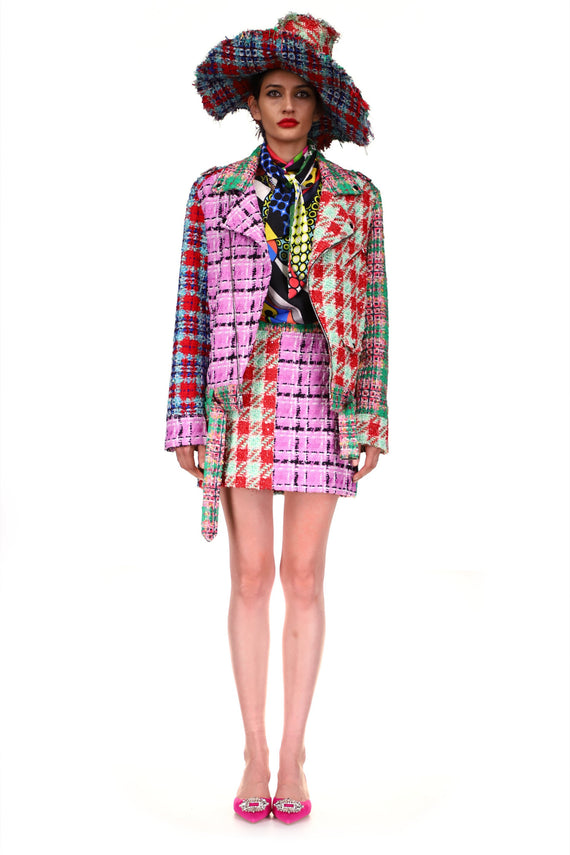 'MIXED BOUCLE' LONG MOTORCYCLE JACKET - JACKETS - Libertine - Main image