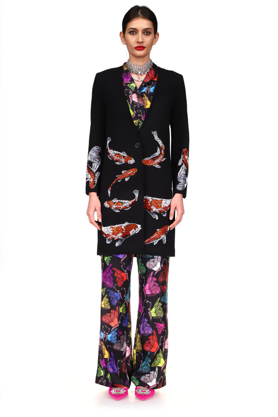 'KYOTO KOI' DEEP V-NECK COAT - COATS - Libertine - Main image