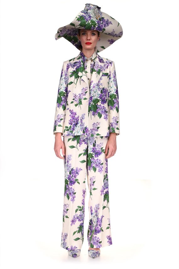 'EMBELLISHED LILAC GARDEN' DOUBLE BREASTED BLAZER - BLAZERS - Libertine - Main image