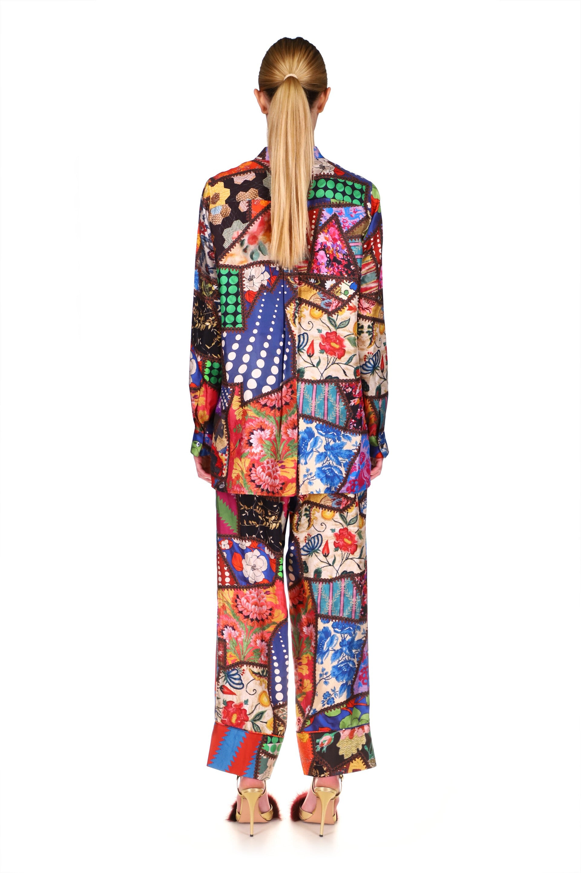 'HOTCH POTCH CRAZY QUILT' SILK TUNIC BLOUSE - SHIRTS - Libertine