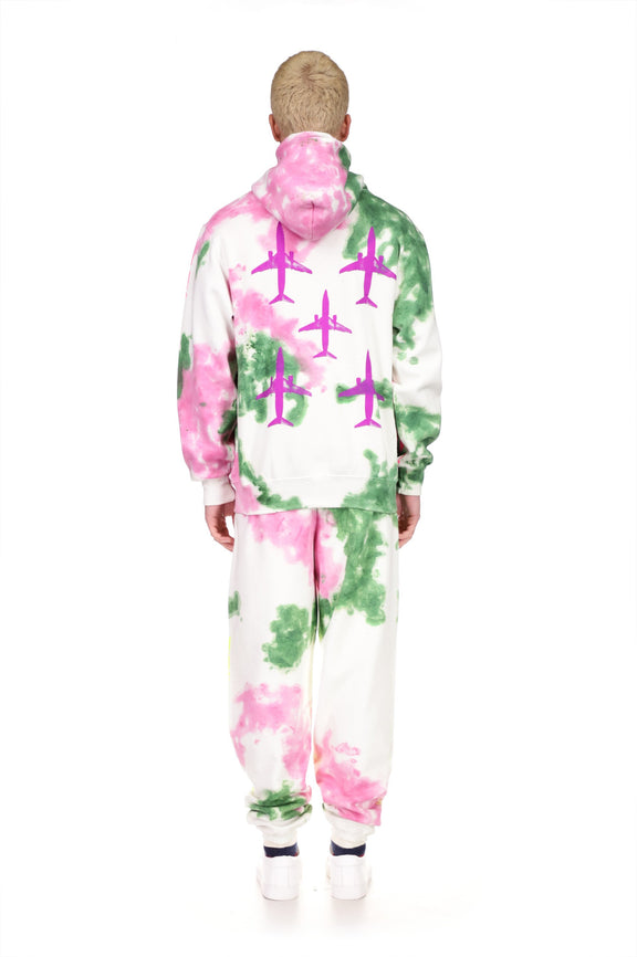 'EMBELLISHED STRAWBERRY FIELDS' TIE DYE SLIM HOODIE - SWEATSHIRTS - Libertine