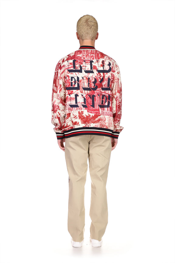 'Toile De Nantes' Bomber Jacket with Silk Screen Mélange - Men's Jackets & Coats - Libertine