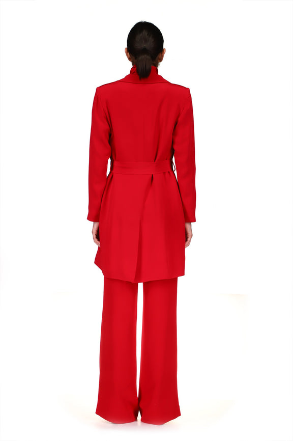 'OVERSATURATED SILKS' RED RELAXED TRENCH COAT - COATS - Libertine