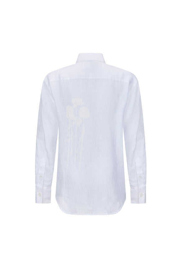 'WHITE ON WHITE HAND SILK SCREEN' NEW CLASSIC SHIRT - - Libertine