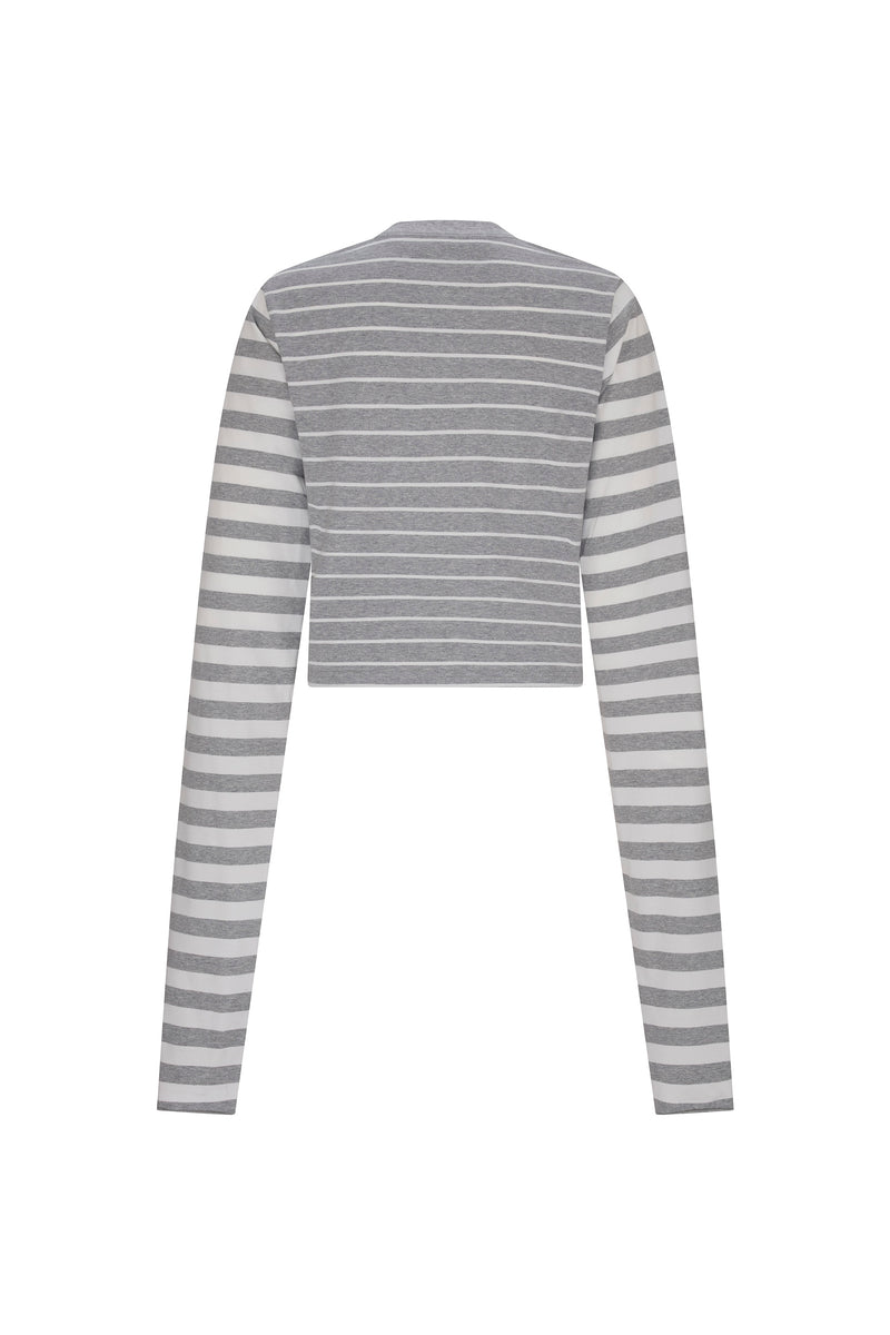 'LIBERTINE GOTHIC SILK SCREEN' GREY WHITE LONGEST SLEEVE T SHIRT - - Libertine